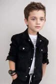 Erkek Çocuk Çıtçıtlı Süet Ceket ve Cımalı Siyah Eşofman Takım thumbnail 6