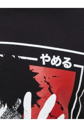 Anime Tişört Baskılı Bisiklet Yaka Kısa Kollu Pamuklu - 6