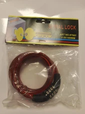 Bisiklet Kilidi 8x100 4 Şifreli Kırmızı ZL 87507 - 2