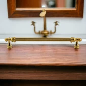 Şah Kulp Mobilya Mutfak Dolabı Çekmece Dolap Kulpları Kapak Kulpu Kulbu Gold Altın 224 mm Metal - 7