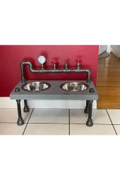 Dekoratif Borudan Kedi Köpek Mama Standı - 1