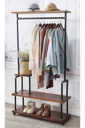 Dekoratif Borudan Raf Ve Askılık 100 Cm - 2