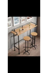 Dekoratif Borudan Sehpa Ve Tabure 3'lü Set - 1