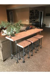 Dekoratif Borudan Sehpa Ve Tabure 4'lu Set - 1