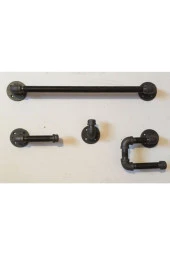 Dekoratif Duvara Borudan Raf Ve Askılık 4'lu Set - 1