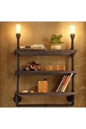 Dekoratif Duvara Borudan Raf Ve Lamba - 1