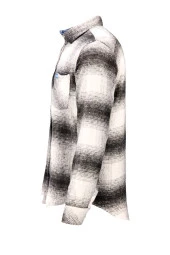 Erkek Ragular Fit Tek Cep Düğmeli Oduncu Siyah Beyaz Gömlek - 3