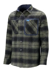 Erkek Regular Fit Garnili Çift Cep Çıtçıtlı Oduncu Yeşil Gömlek - 1