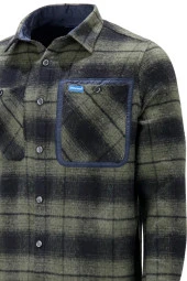 Erkek Regular Fit Garnili Çift Cep Çıtçıtlı Oduncu Yeşil Gömlek - 4