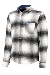 Erkek Ragular Fit Tek Cep Düğmeli Oduncu Siyah Beyaz Gömlek - 1