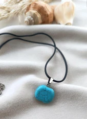 Kolye Gerdanlık Doğal Taş Turkuaz Firuze Çakra Yoga Reiki Kadın - 1