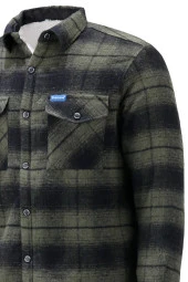 Erkek Regular Fit Peluşlu Çift Cep Kapaklı Çıtçıtlı Oduncu Yeşil Gömlek - 2