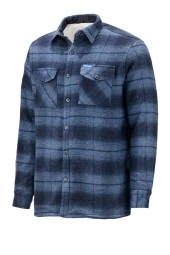 Erkek Regular Fit Peluşlu Çift Cep Kapaklı Çıtçıtlı Oduncu Lacivert Gömlek - 1