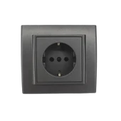 Ovivo Topraklı  Priz +Çerçeve Füme 6 Adet thumbnail 6