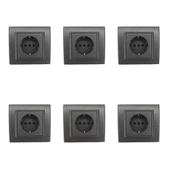 Ovivo Topraklı  Priz +Çerçeve Füme 6 Adet thumbnail 2