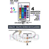 neeko 5mt Şerit Animasyonlu Tak Çalıştır Kumandalı Trafolu Rgb Şerit Işık Aydınlatma Parti Led - 4
