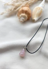 Kolye Gerdanlık Çakra Yoga Reiki Doğal Pembe Kuvars Taş Kadın - 2