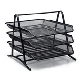 DRT Siyah Perfore Metal 3'Lü Evrak Rafı - 1