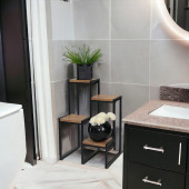 METAL SAKSILIK 4 AHŞAP RAFLI DEKORATİF SAKSI STANDI GARDEN - 2