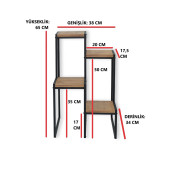 METAL SAKSILIK 4 AHŞAP RAFLI DEKORATİF SAKSI STANDI GARDEN - 5