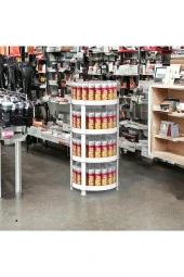 4 Raflı Oval Standlı Beyaz Sprey ve Aerosol Teşhiri - 6