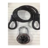 Krom Tanbur Şifre Asma Kilit ve 80 Cm Pvc Kaplı Halat - 1