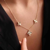 Altın Yonca Kolye 3'lü thumbnail 3