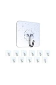 Askı Askılık 10 Adet Güçlü Şeffaf Duvar Askısı Askılığı Yapışkan Vantuz Kanca Sticker - 7