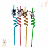Figürlü Çocuk Kıvırcık Pipet 4'lü - 1