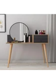 İNARCH DİZAYN Angel Aynalı Fonksiyonel Makyaj Masası – Çekmeceli ve Gizli Takı Bölmeli, Antrasit/Antik Ceviz thumbnail 2
