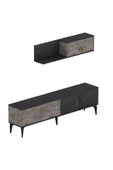 İNARCH DİZAYN Zümrüt T0019 Tv Ünitesi Gordion Mermer/Siyah Takım thumbnail 6