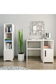 İNARCH DİZAYN Kuzey Çalışma Masası ve Kitaplık Set Beyaz - 1