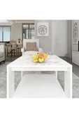 İNARCH DİZAYN Lina Orta Sehpa – Modern Minimal Tasarım Beyaz Mermer/Beyaz - 2