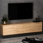 Neon Duvara Monte 3 Kapaklı TV Sehpası – 160 cm – Minimal Tasarım, Atlantik Çam thumbnail 1