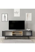 İNARCH DİZAYN Naturel Tv Ünitesi Ve Orta Sehpa Takım ( 2'li Set) Antrasit thumbnail 5