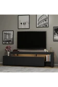 İNARCH DİZAYN Beliz Modern LED Işıklı 3 Kapaklı, Raflı TV Sehpası – 192 cm, Antrasit - 4