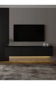 İNARCH DİZAYN Neon LED Işıklı Duvara Monte, 3 Kapaklı TV Sehpası – 160 cm - Modern Tasarım, Antrasit(Mermer Desen) thumbnail 7
