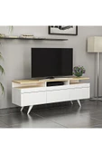 İNARCH DİZAYN Berlin Tv Ünitesi 150cm 3 Kapaklı Beyaz/Safir Meşe - 10