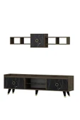 İNARCH DİZAYN Rosa Tv Ünitesi Alt Ve Üst Modül Takım Siyah Mermer Desen - 7