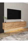 İNARCH DİZAYN Neon Işıklı Duvara Monte Tv Ünitesi Atlantik Çam thumbnail 1
