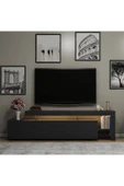 İNARCH DİZAYN Beliz Modern LED Işıklı 3 Kapaklı, Raflı TV Sehpası – 192 cm, Antrasit - 6