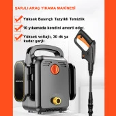 Şarjlı Yüksek Basınçlı Araç Yıkama Makinesi - Taşınabilir - Kablosuz - Oto Yıkama - 2