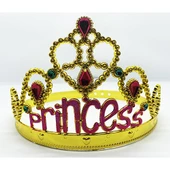 Periboia Prenses Yazılı Altın Renk Ayarlanabilir Parti Tacı - 1
