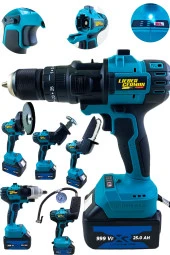 Lieber German 21Volt 3Ah 6Lı Set Şarjlı Matkap Testere Tilki Kuyruğu Taşlama Somun Sökme Lastik Şişirme - 1