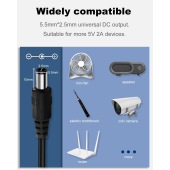 Siyah Universal AC Adaptör 5V 2A 10W 5.5mm x 2.5mm NO.002 - 4