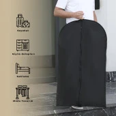 Cuty Home Takım Elbise,Kıyafet Koruma Ve Taşıma Kılıfı Siyah Gamboç 3'lü Set (60*100-140-200) - 5