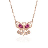925 Ayar Gümüş Rose Kelebek Kadın Kolye thumbnail 2