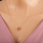 925 Ayar Gümüş Rose İç İçe Geçmiş Halka Kadın Kolye thumbnail 1