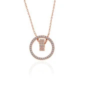 925 Ayar Gümüş Rose İç İçe Geçmiş Halka Kadın Kolye thumbnail 2