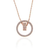 925 Ayar Gümüş Rose İç İçe Geçmiş Halka Kadın Kolye thumbnail 3